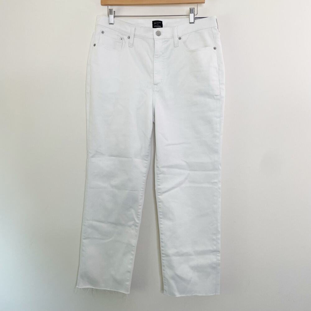 NWT J. Crew Factory Petite white stovepipe‎ straight jean signature stretch 31P - Picture 2 of 12